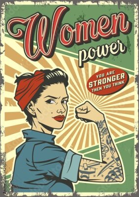 Vrouwelijke macht retro illustratie
