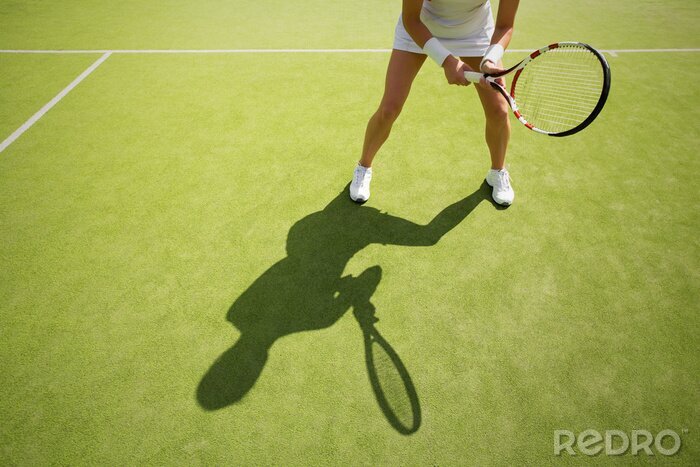 Sticker Vrouwelijke tennisser op groen rechter gras