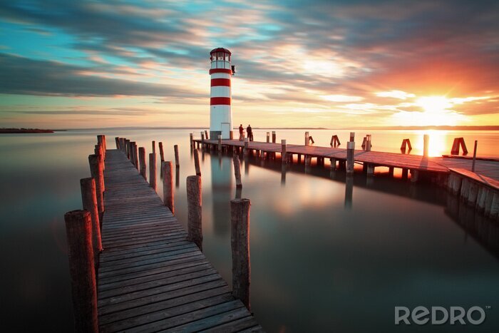 Sticker Vuurtoren bij houten pieren