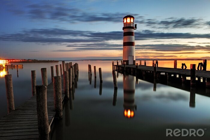 Sticker Vuurtoren bij nacht - Oostenrijk