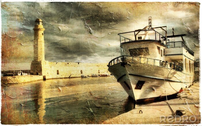 Sticker Vuurtoren geschilderd op doek