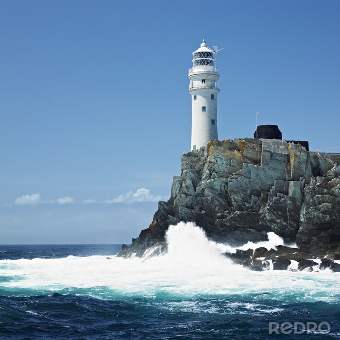 Sticker Vuurtoren op de rotsen