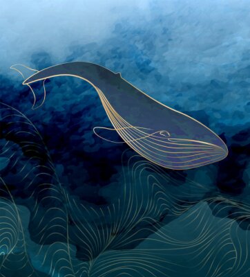 Walvis onderwater kunst illustratie