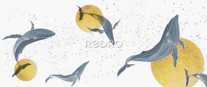 Sticker Walvissen in een onderwaterdans