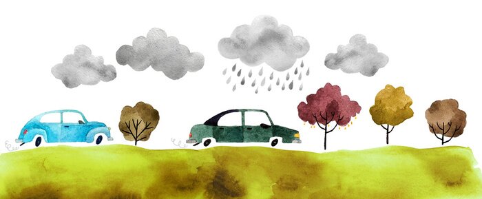 Sticker Watercolor auto's