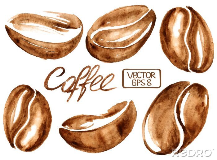 Sticker Watercolor coffee beans icons