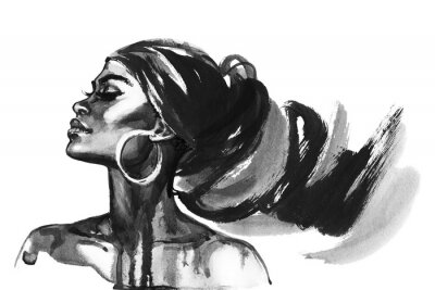 Sticker Watercolor fashion portrait