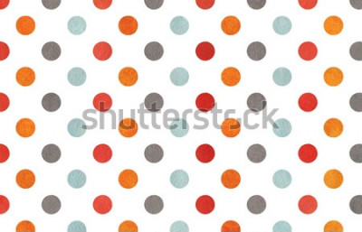 Sticker Watercolor orange, blue, red and grey polka dot background. Texture with colorful polka dots for scrapbooks, wedding, party or baby shower invitations.