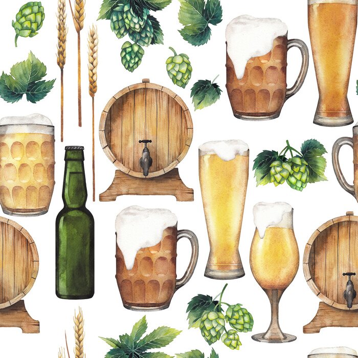 Sticker Waterdleur Oktoberfest naadloos patroon