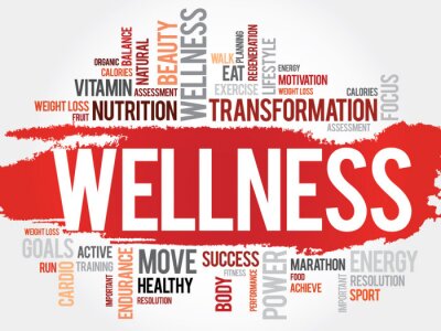 Sticker WELLNESS wordcloud, fitness, sport, gezondheid concept
