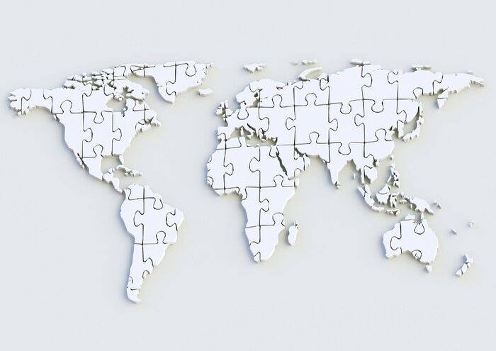 Sticker Weltkarte - Wereldkaart 3D ALS puzzel