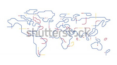 Sticker wereld kaart overzicht vector