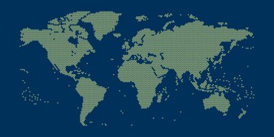 Wereld kaart van stippen in detail