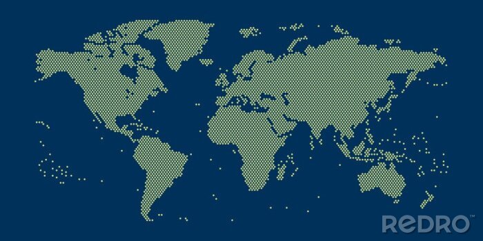 Sticker Wereld kaart van stippen in detail