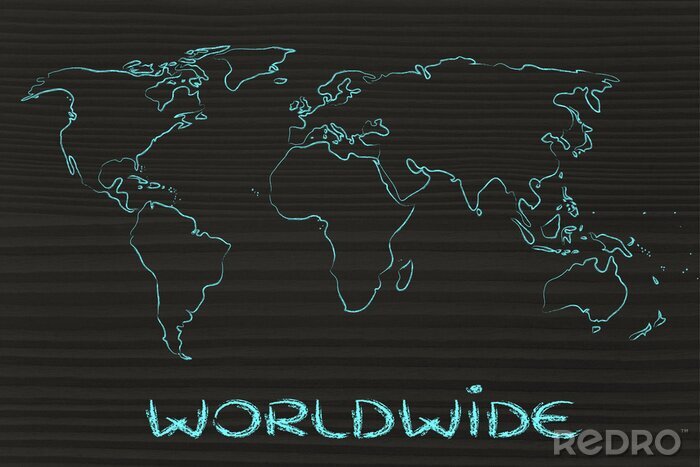 Sticker wereldkaart design: go global