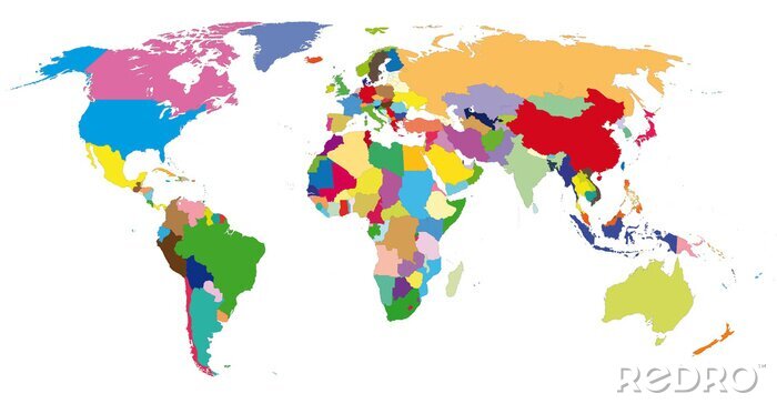 Sticker Wereldkaart in kleuren