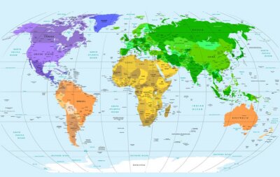 Wereldkaart met groen Eurazië
