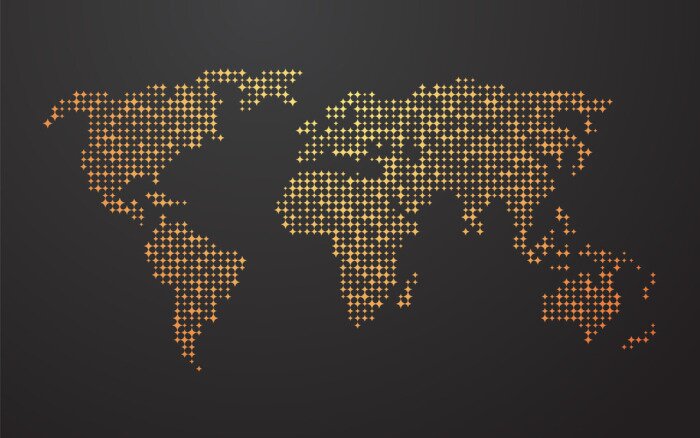 Sticker wereldkaart uit van de gele oranje vormen