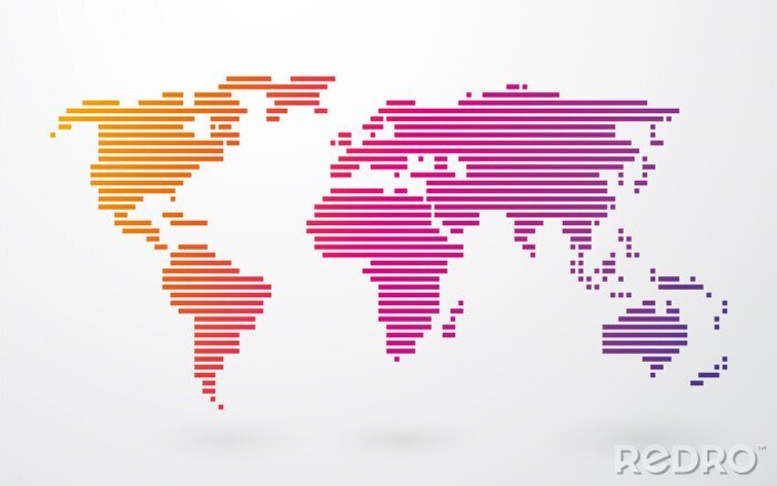 Sticker Wereldkaart van strepen