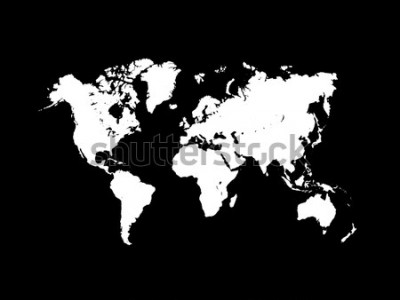 Sticker Wereldkaart zwart wit