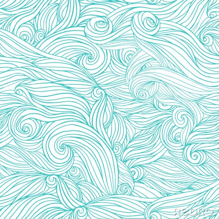 Sticker Wervelende golven van de zee