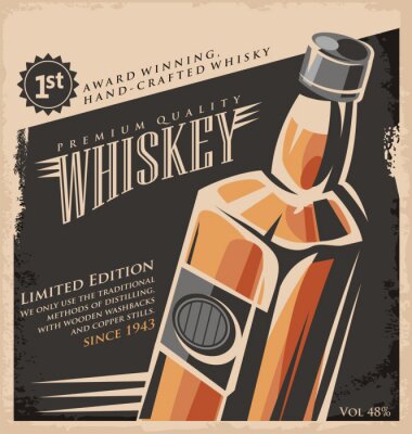 Whisky vintage poster design template