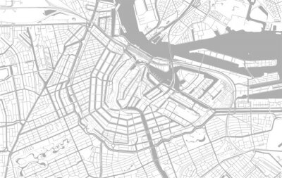 Sticker White and grey vector city map of Amsterdam