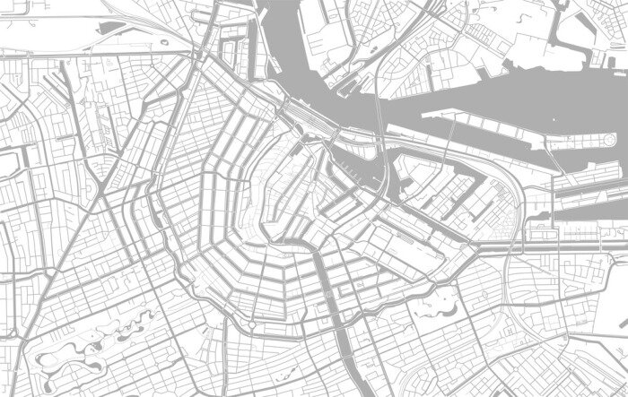 Sticker White and grey vector city map of Amsterdam