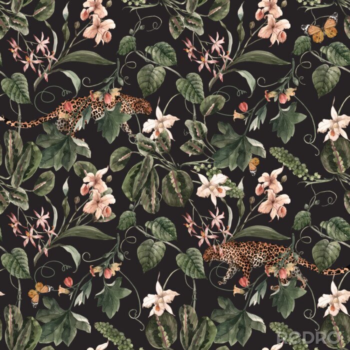 Sticker Wilde dieren en tropische bloemen