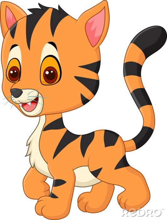 Sticker Wilde kattenafbeeldingen voor kinderen lachende tijgerwelp