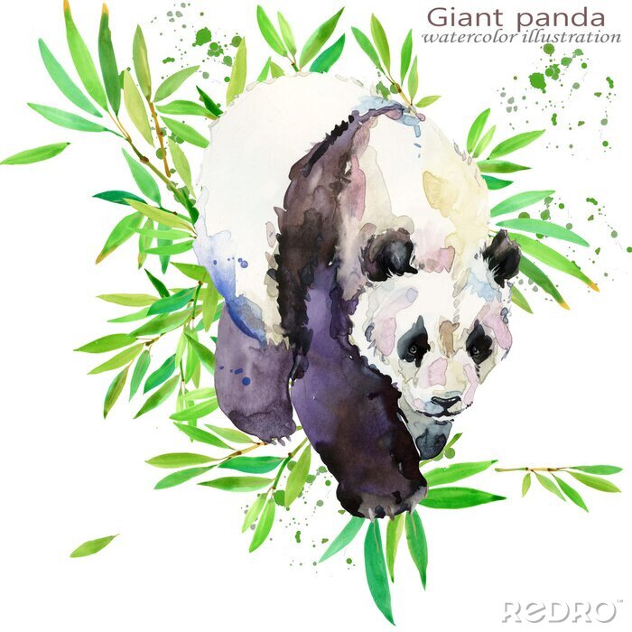 Sticker wilde Panda hand tekenen aquarel illustratie