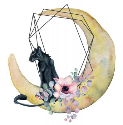 Sticker Wilde panter op de maan