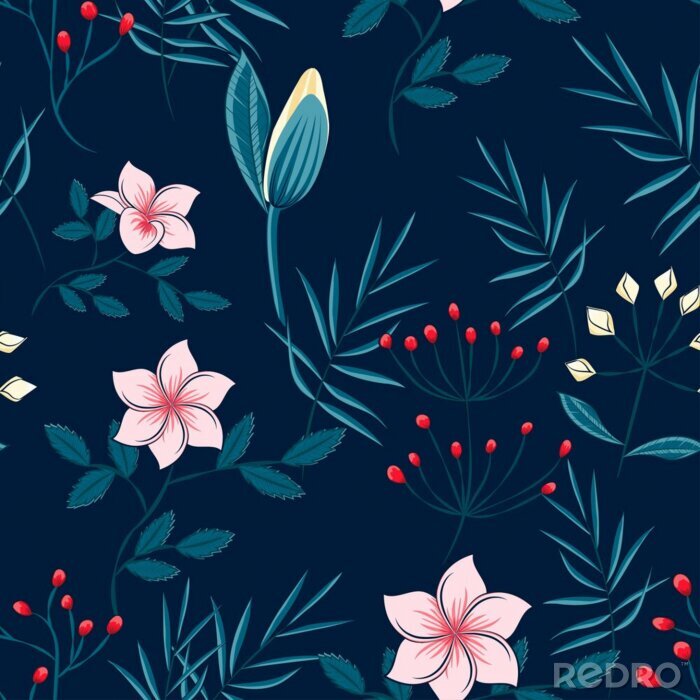 Sticker Wilde vegetatie op een donkere achtergrond