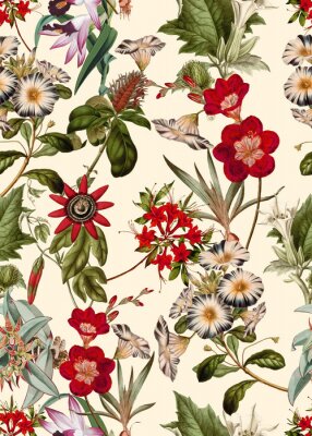 Sticker Wilde veldbloemen op een lichte achtergrond