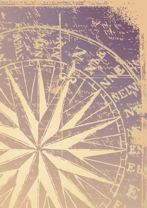 Sticker Windroos in retro-esthetiek