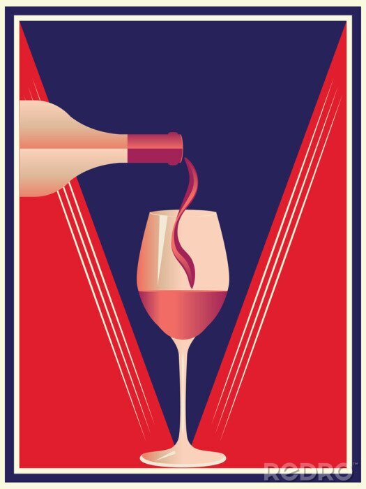 Sticker Wine retro poster
