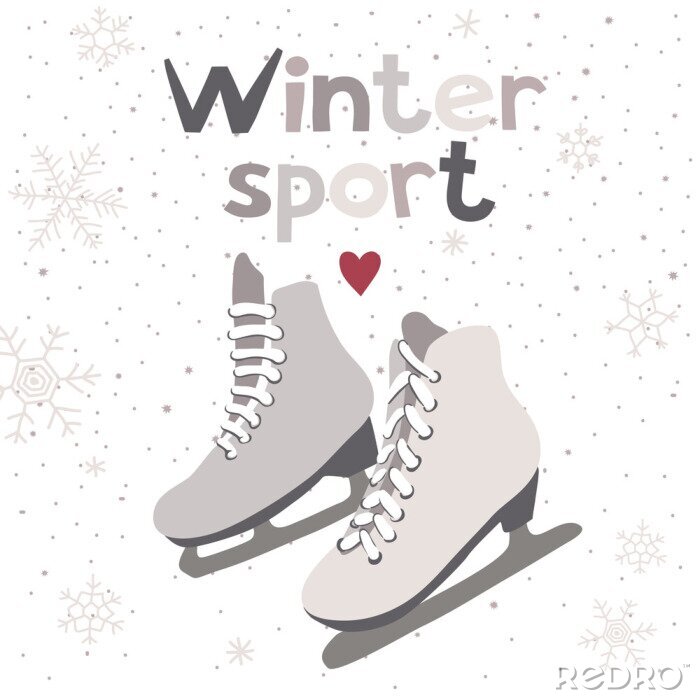 Sticker Winter vector kaart met schaatsen