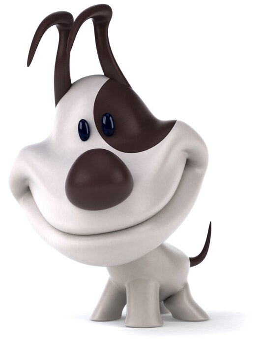 Sticker Wit-bruine lachende hond 3D-graphics