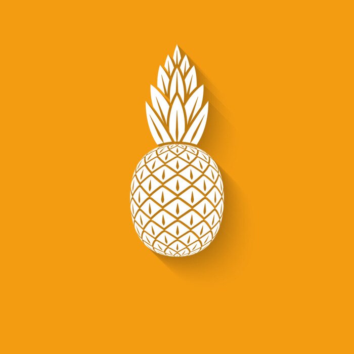 Sticker Witte ananas op een oranje achtergrond