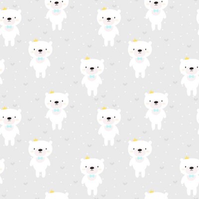 Behang Witte beren op een grijze achtergrond