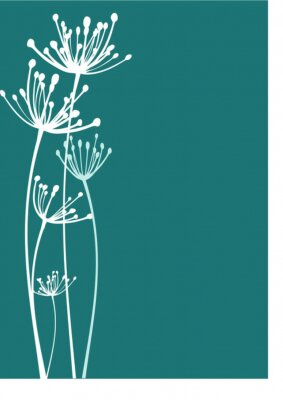 Sticker Witte bloemen op een zee achtergrond