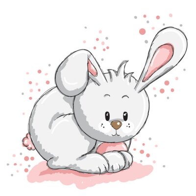 Witte en roze pluizige konijntjesillustratie voor kinderen