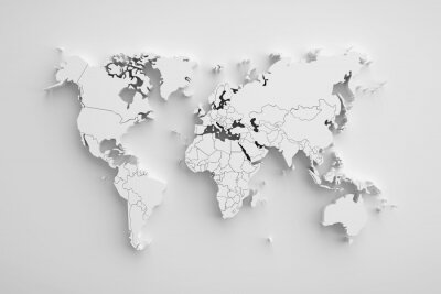 Sticker Witte ruimtelijke kaart van de wereld