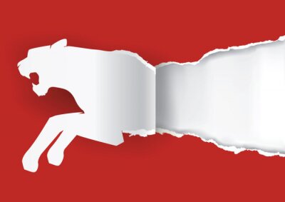 Sticker Witte tijger op een rode achtergrond