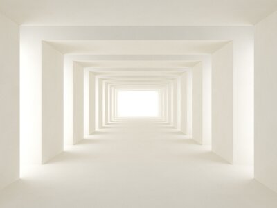 Witte tunnel met lichtstralen