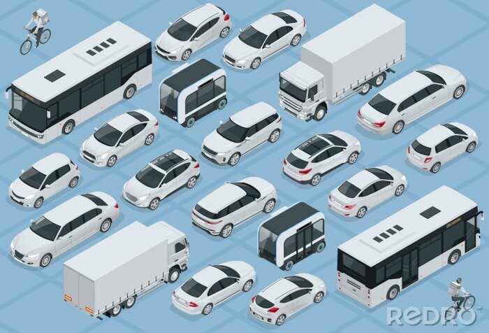 Sticker Witte voertuigen van verschillende soorten moderne graphics