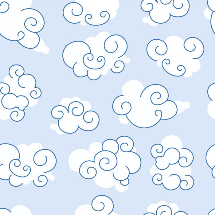 Sticker Witte wolken op lichtblauwe achtergrond