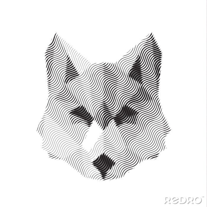 Sticker wolf gegraveerd teken illyustrat vector dieren