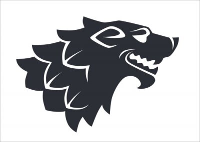 Sticker Wolf head silhouette, wild animal logo or heraldry