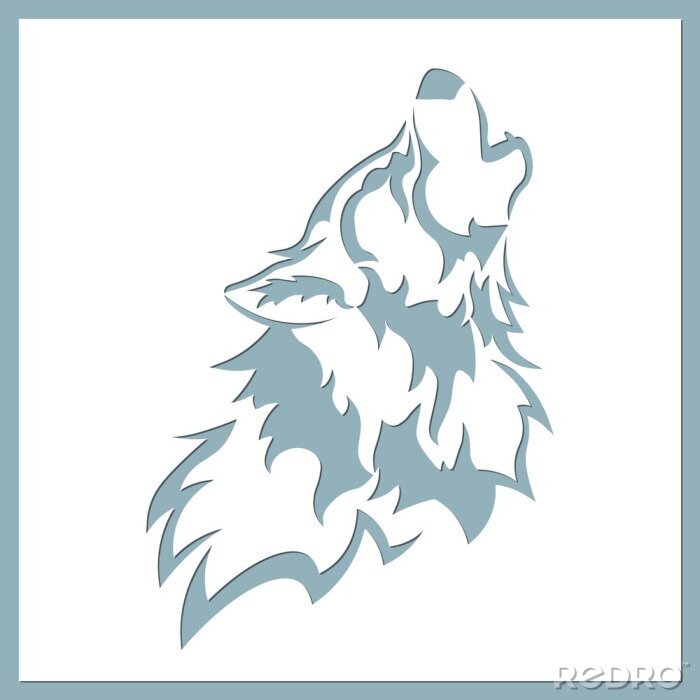 Sticker Wolf vector illustration. Paper wolf sticker. Laser cut. Template for laser cutting and Plotter. Vector illustration. Sticker. Pattern for the laser cut, serigraphy, plotter and screen printing.